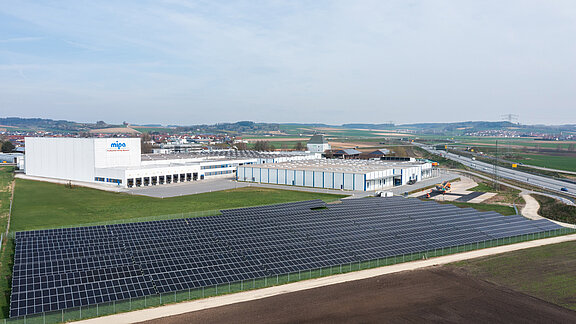 The new solar park at the Mipa headquarters in Essenbach.